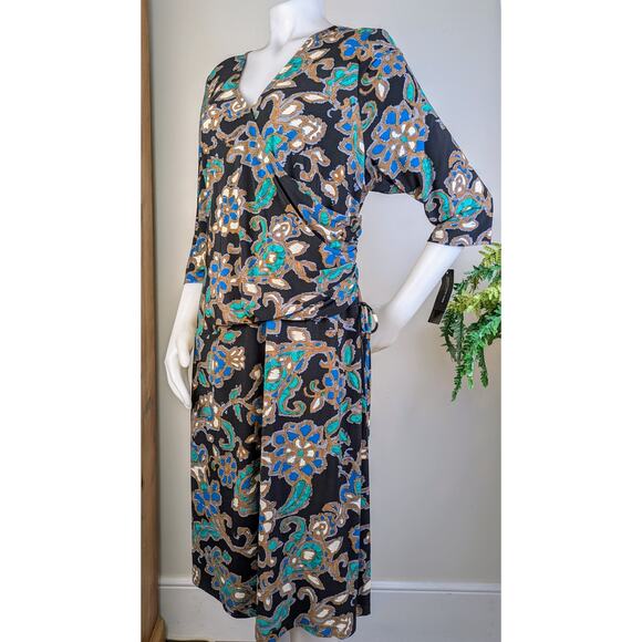 Jones New York Metropolis Dress Faux Wrap Ruched 3/4 Sleeve Flowy Career 20W NEW - Picture 4 of 11